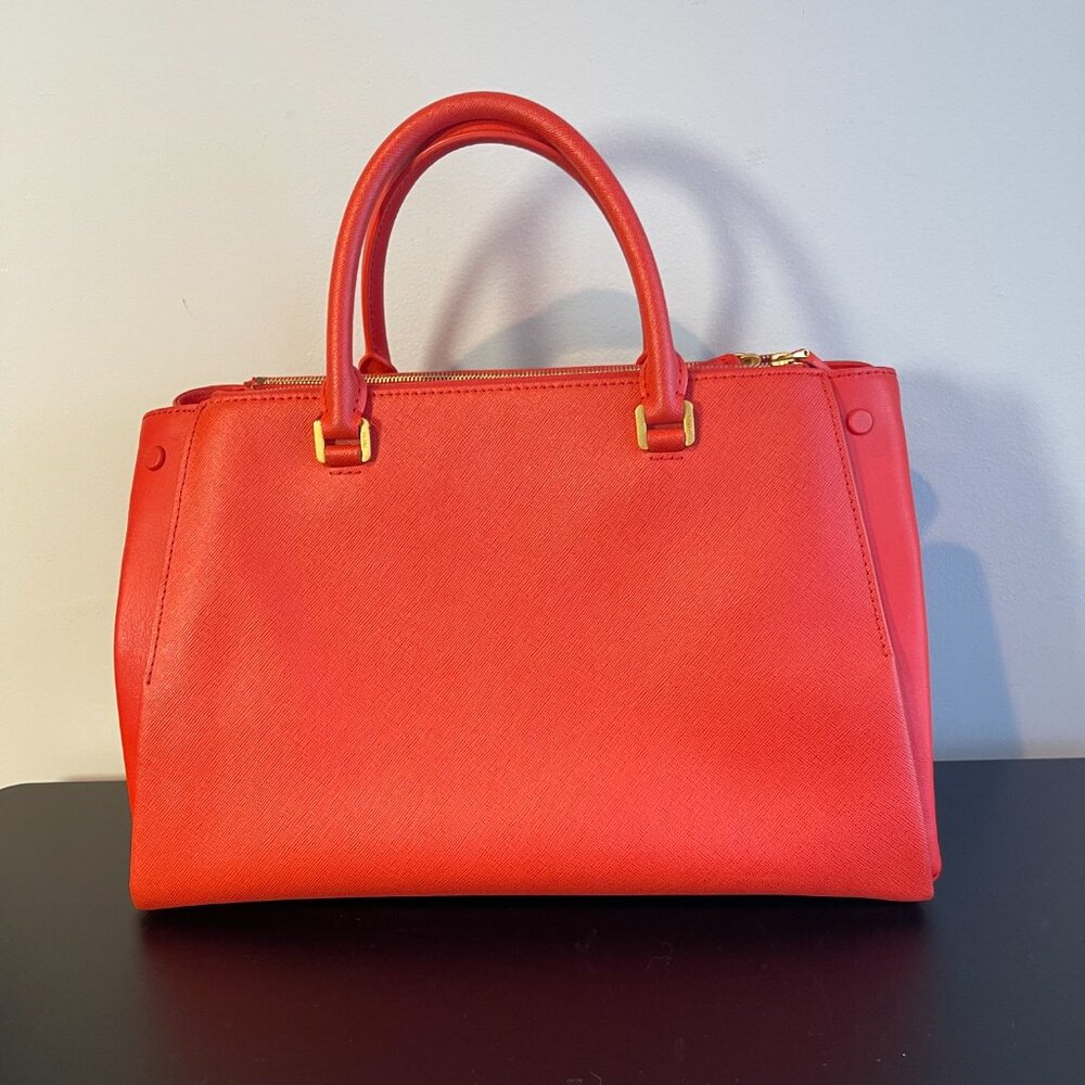 MCM 2-Way Red Leather Top Handle Shoulder Bag - Preowned